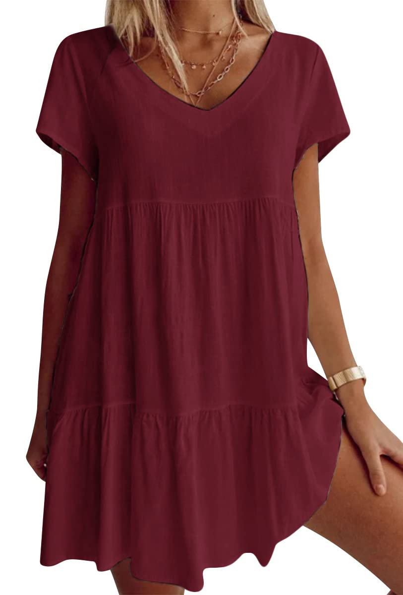 🎉Limited Sale💝V-neck Casual Dress With Short Sleeves
