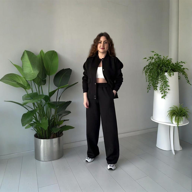Women’s Casual Button-Down Sweatsuits with Pockets