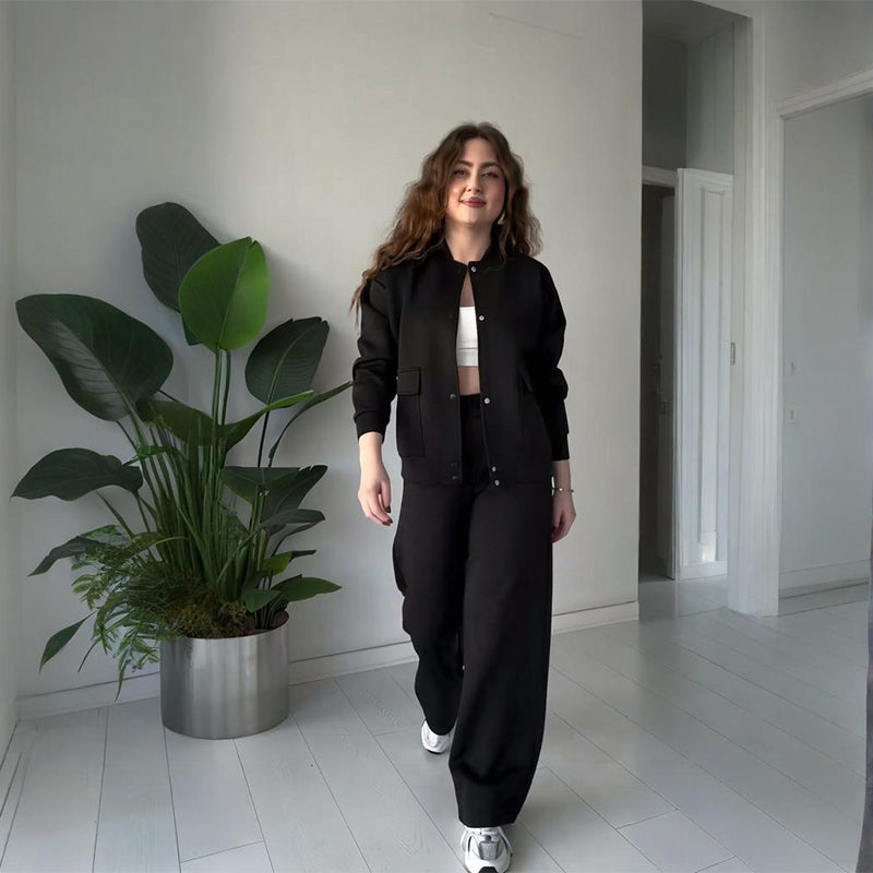 Women’s Casual Button-Down Sweatsuits with Pockets