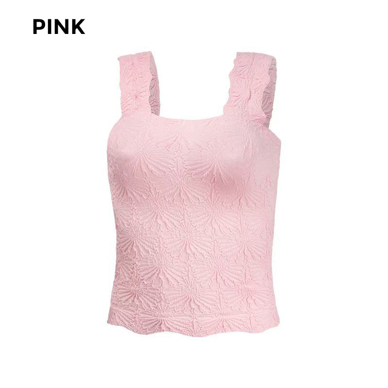 ๐50% OFF!๐๐ธ Women's Wide Strap Square Neck Short Flower Sports Tank Top โ Comfort Meets Style! โจ