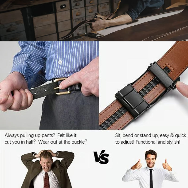 ✨️Best for Father🎁 Leather Ratchet Belt With Adjustable Buckle💼