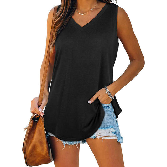 Summer V-Neck Solid Color Vest