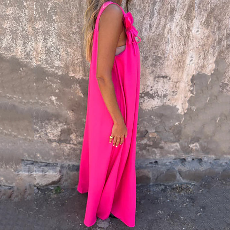 Women’s Elegant Floral Strap Maxi Dress