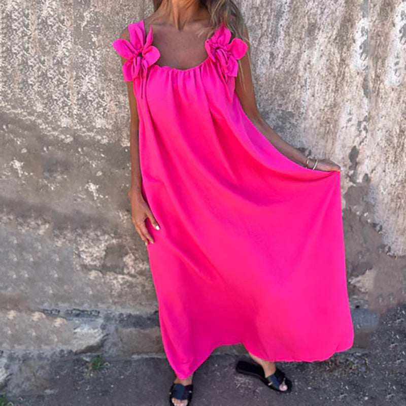 Women’s Elegant Floral Strap Maxi Dress