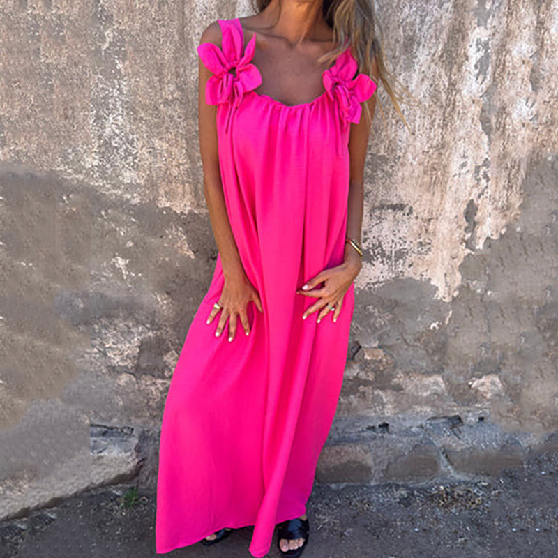 Women’s Elegant Floral Strap Maxi Dress