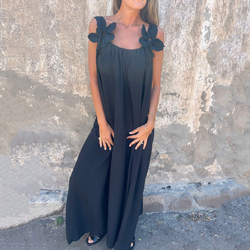 Women’s Elegant Floral Strap Maxi Dress