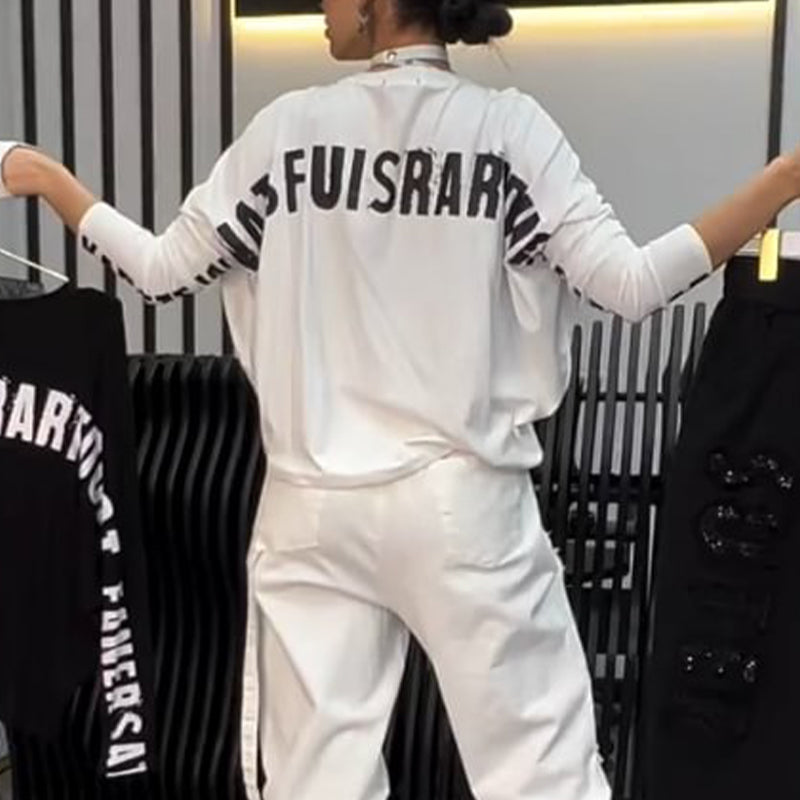 🎁 Hot Sale 49% OFF 🔥 Women's Casual Letter Print Top & Pants (2-Piece Set)