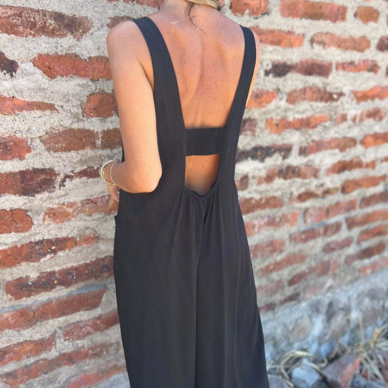 Women's Buttoned Casual Versatile Loose Jumpsuit