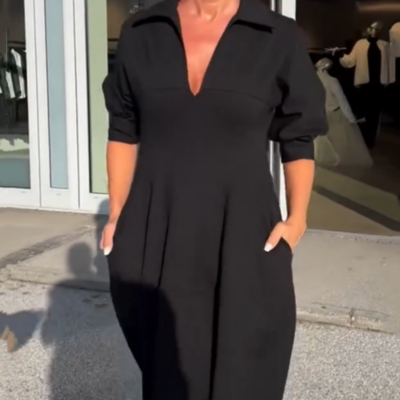 🔥Hot Sale🔥Women's V-Neck Lapel Waist Midi Dress - Stylish for Spring! 🌸