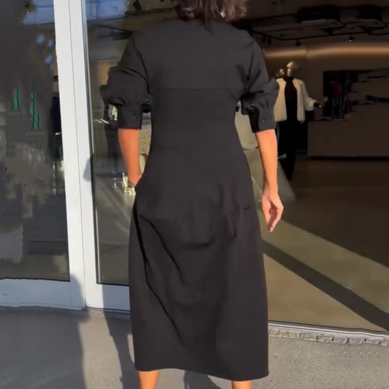 🔥Hot Sale🔥Women's V-Neck Lapel Waist Midi Dress - Stylish for Spring! 🌸