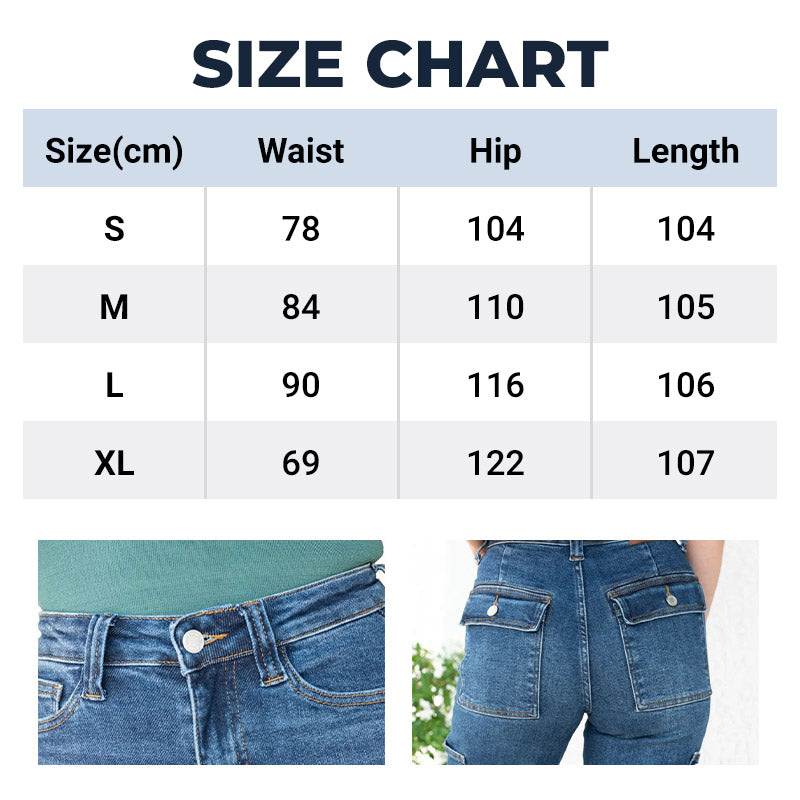 🎉Limited Sale🎉High Rise Cargo Wide-Leg Stretch Jeans for Women