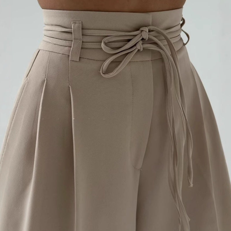 Women’s Solid Color High-Waist Straight-Leg Pants