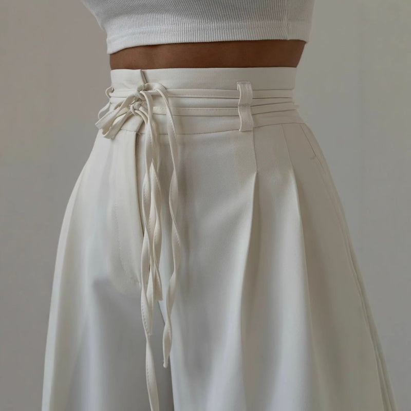 Women’s Solid Color High-Waist Straight-Leg Pants