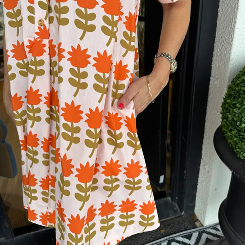 Women’s Vintage Floral Print Short Sleeve Dress