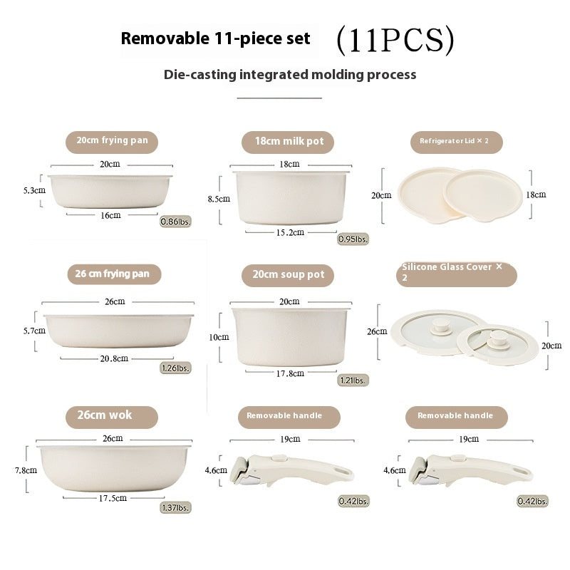 Non-stick Cookware Set with Removable Handle - Oven Safe