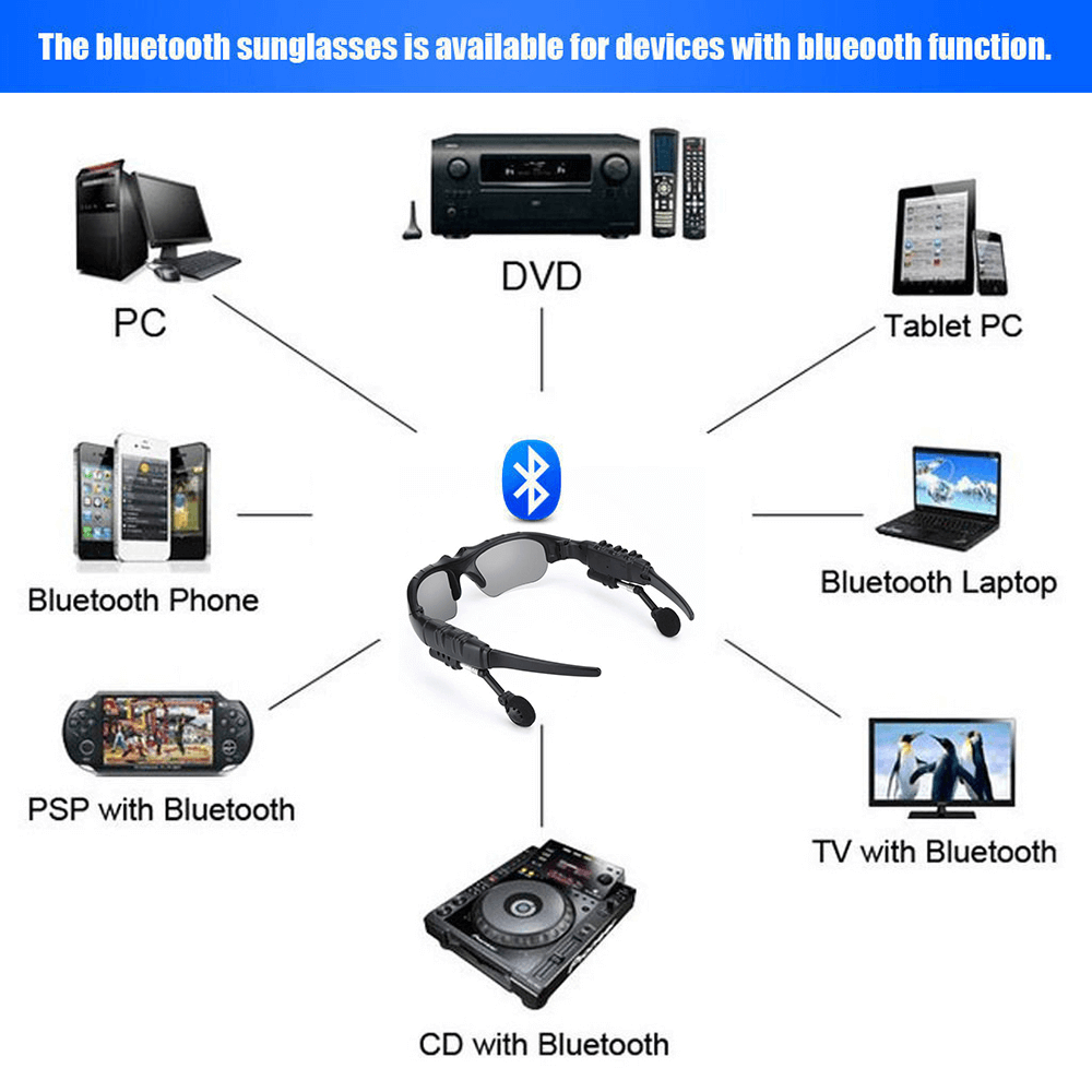 Smart Bluetooth Sunglasses Stereo Handsfree Headset
