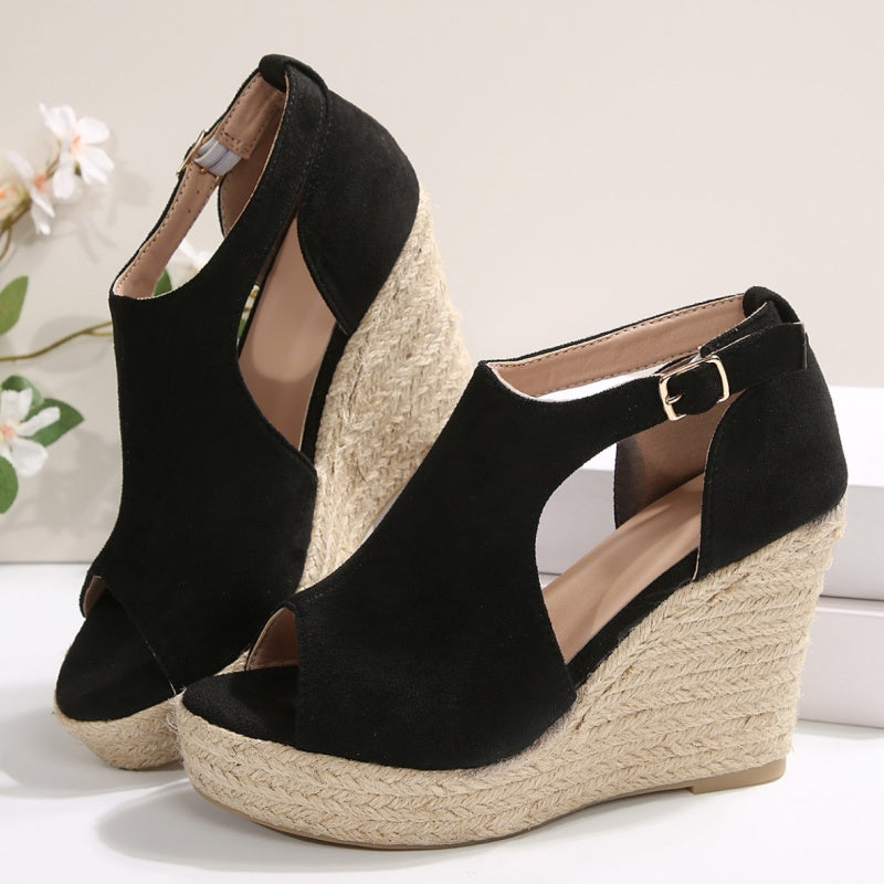 Women's Platform Buckle Strap Peep Toe Sandals