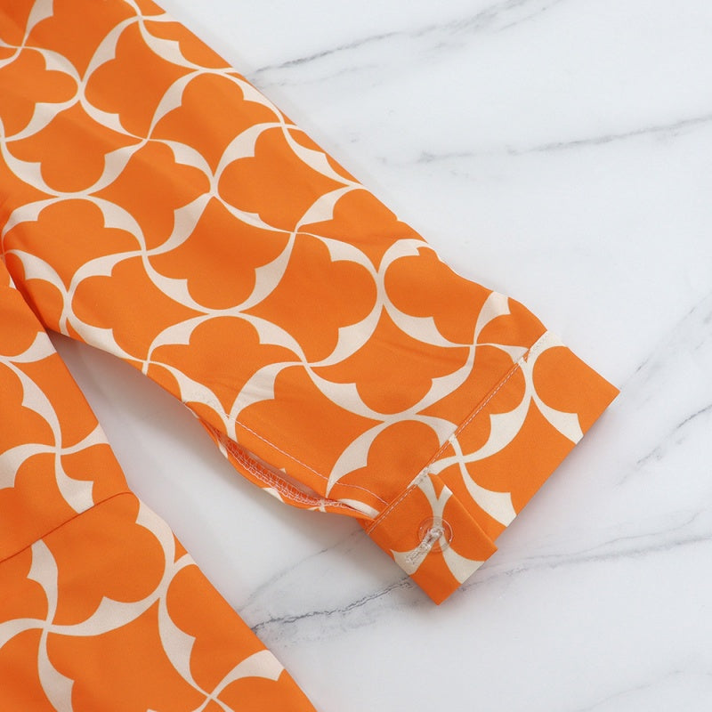 💕Limited Time 50% Off💕Women’s Trendy Orange Printed Dress with 3/4 Sleeves