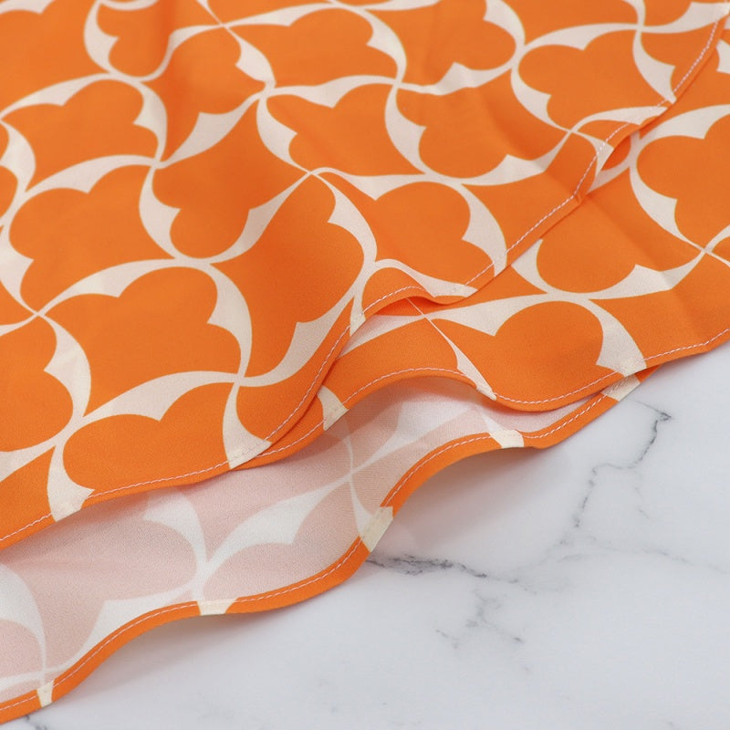 💕Limited Time 50% Off💕Women’s Trendy Orange Printed Dress with 3/4 Sleeves