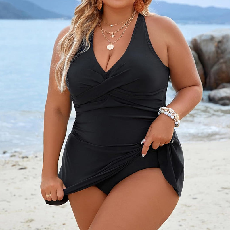 🎉Last Day Sale 49% OFF🩱Women's Plus Size Halter Neck One Piece Swimsuit