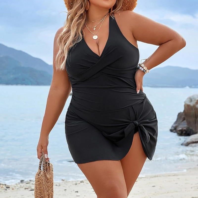 🎉Last Day Sale 49% OFF🩱Women's Plus Size Halter Neck One Piece Swimsuit