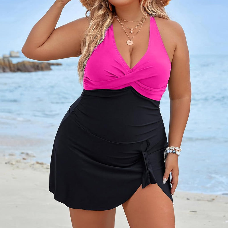🎉Last Day Sale 49% OFF🩱Women's Plus Size Halter Neck One Piece Swimsuit