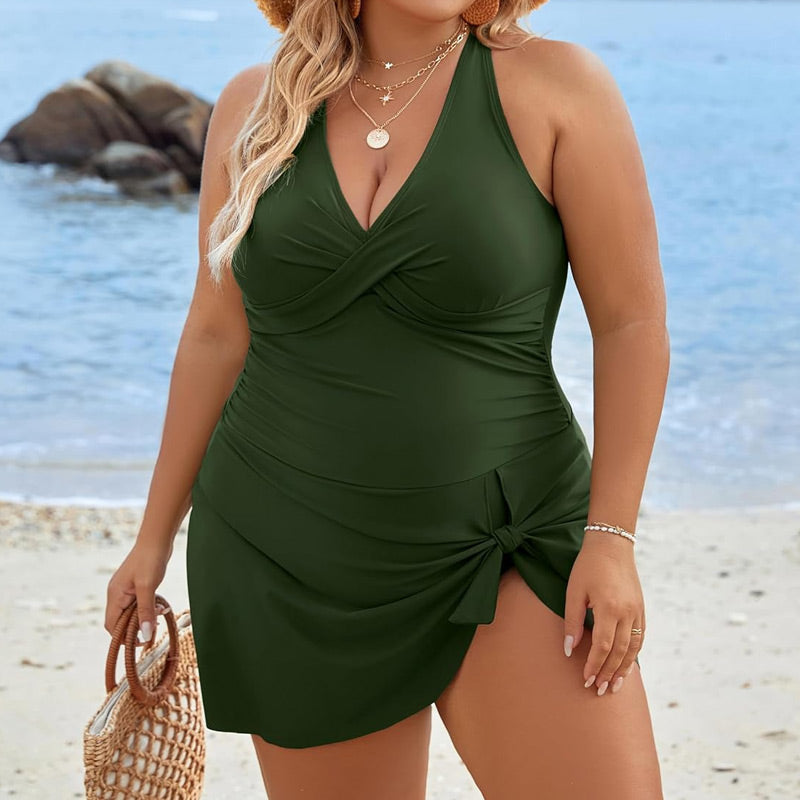 🎉Last Day Sale 49% OFF🩱Women's Plus Size Halter Neck One Piece Swimsuit