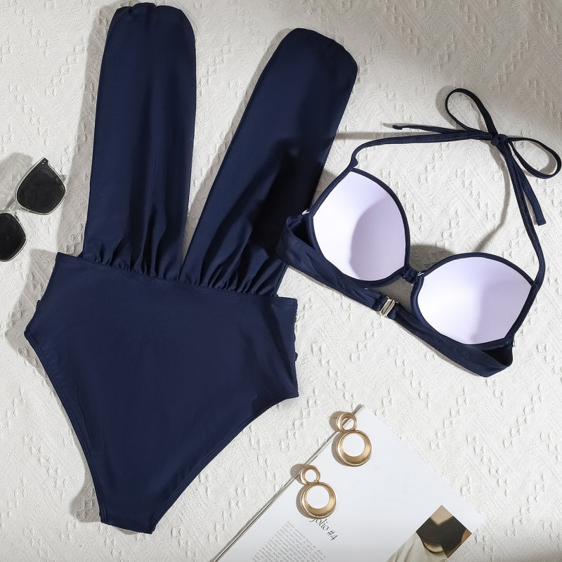 Women's Tie Solid Color Swimsuit 2-PCS Set