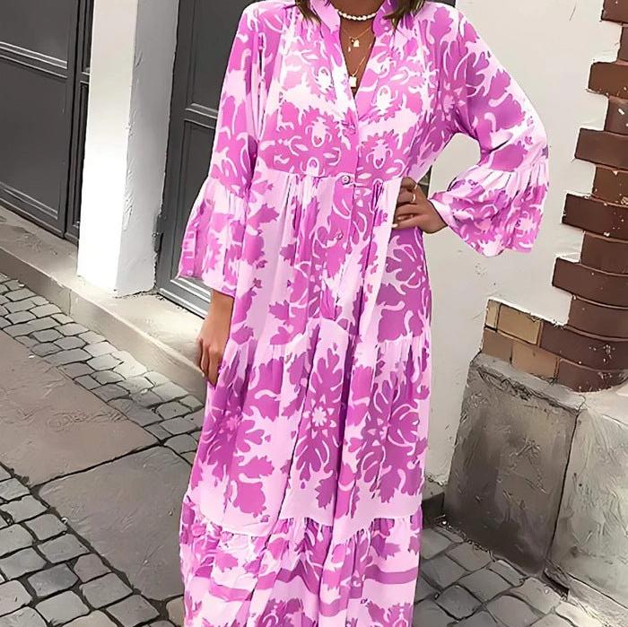 🌷Mother's Day Hot Sale 50% OFF🌸 Bohemian printed V-Neck maxi dress