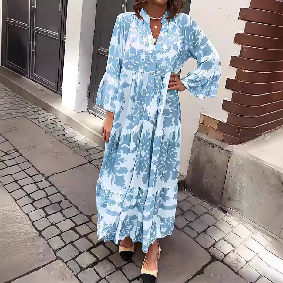 🌷Mother's Day Hot Sale 50% OFF🌸 Bohemian printed V-Neck maxi dress