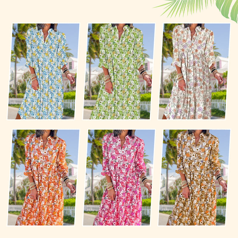 Women's Casual Loose Floral Printed Dresses