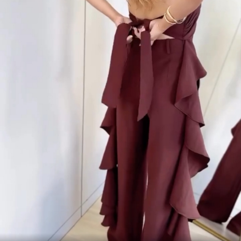 Women's Backless Top & Loose Wide Leg Pants Set
