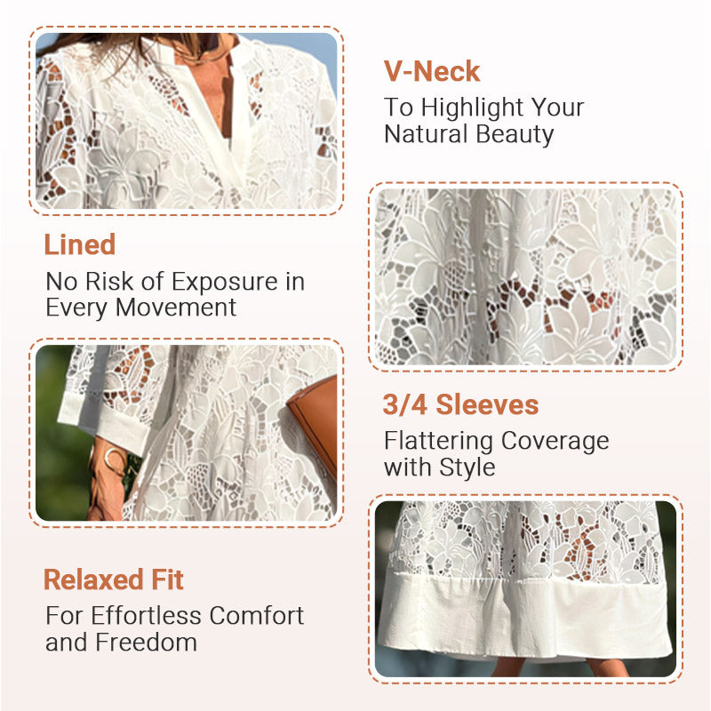 🎉Hot Sale 49% OFF🔥Women's V-Neck Lace Midi Dress