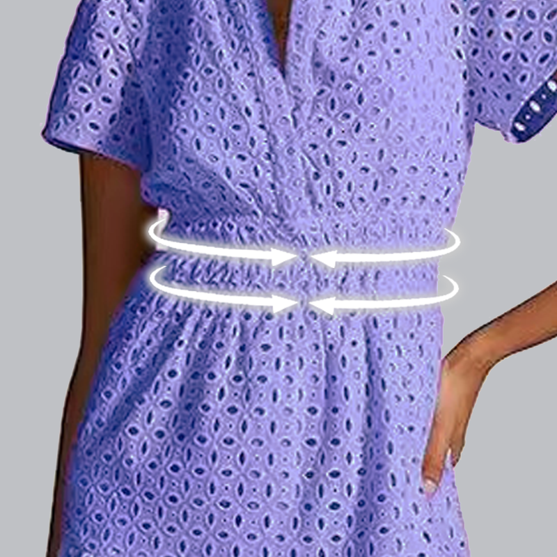 Women's V-Neck Short Sleeve Hollow Out Dress