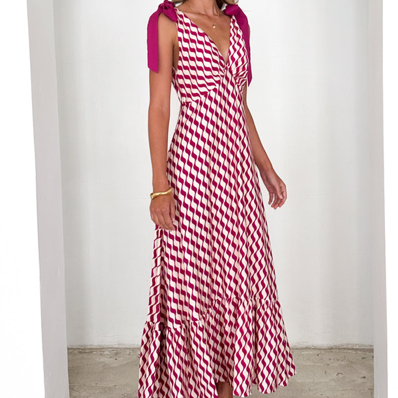 Women's Casual V-Neck Sleeveless Printed Dress