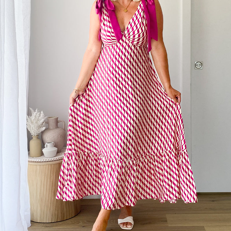 Women's Casual V-Neck Sleeveless Printed Dress