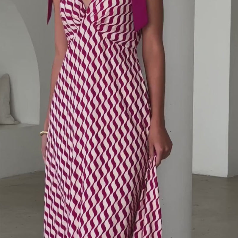 Women's Casual V-Neck Sleeveless Printed Dress
