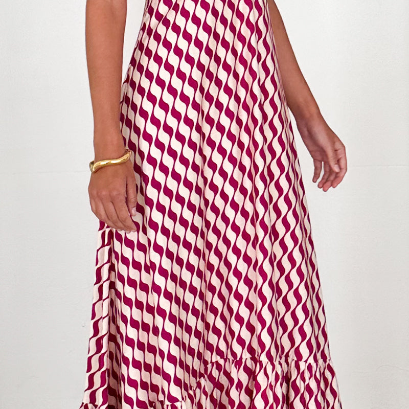 Women's Casual V-Neck Sleeveless Printed Dress