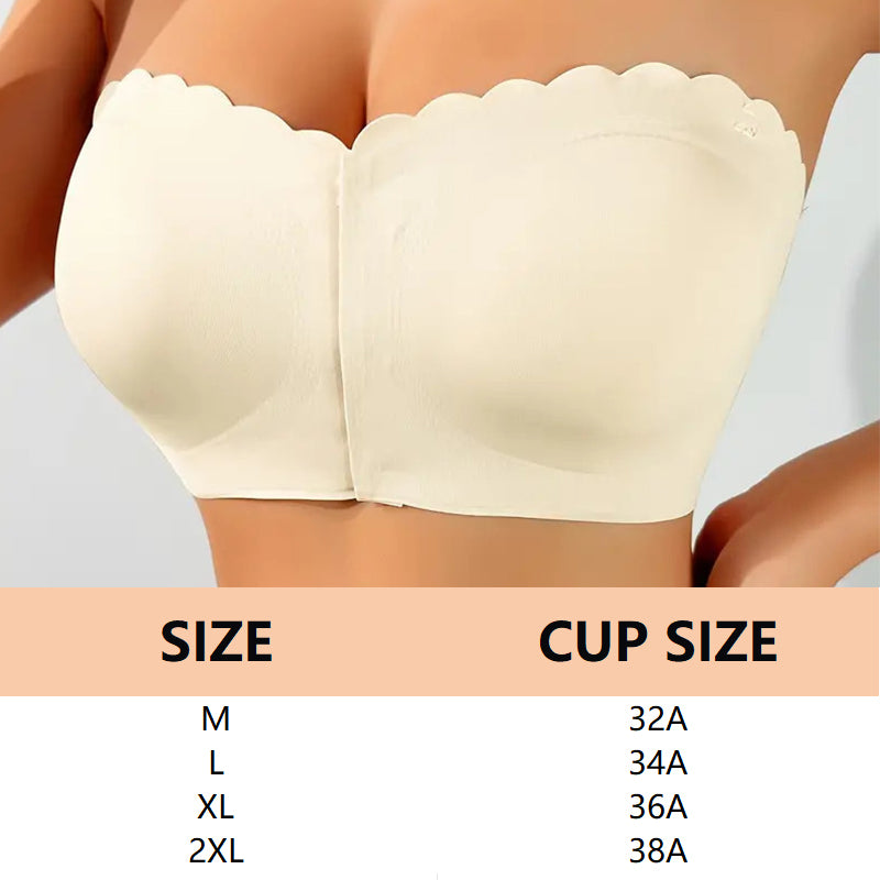 Seamless Front Closure Strapless Bandeau Bra – Comfort & Support All Day! 💖