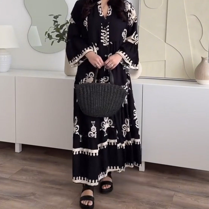 💕Limited Sale 50% OFF💕Women's Loose Fit Ruffle Hem Midi Dress | Loose Fit + Breathable Linen