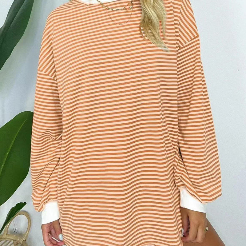 Women's Oversized Striped Crewneck Pullover