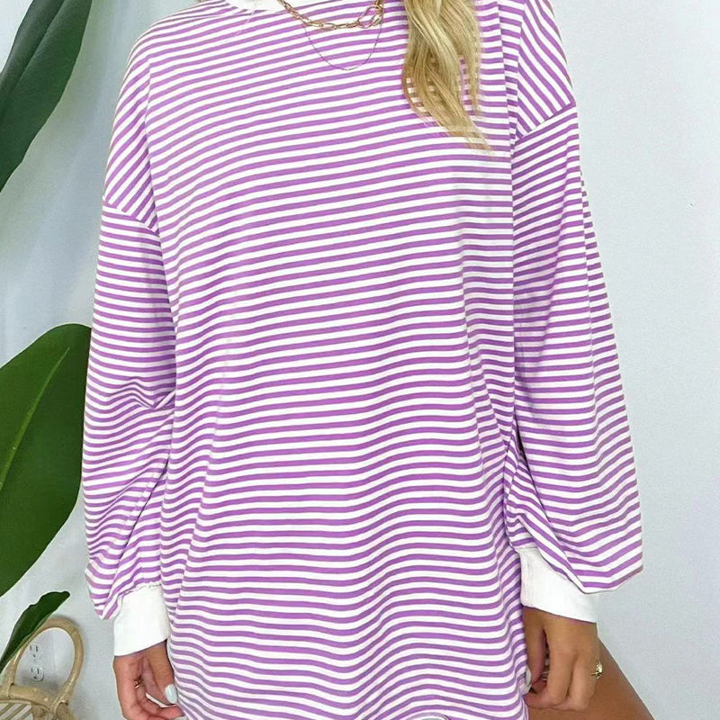 Women's Oversized Striped Crewneck Pullover