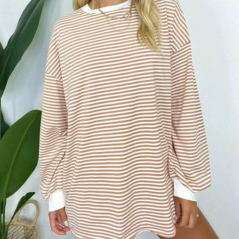 Women's Oversized Striped Crewneck Pullover