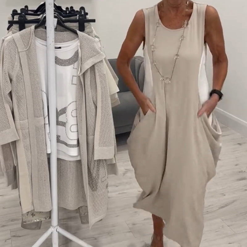💖LAST DAY PROMOTION - 50%OFF💖Simple Sleeveless Dress with Pockets