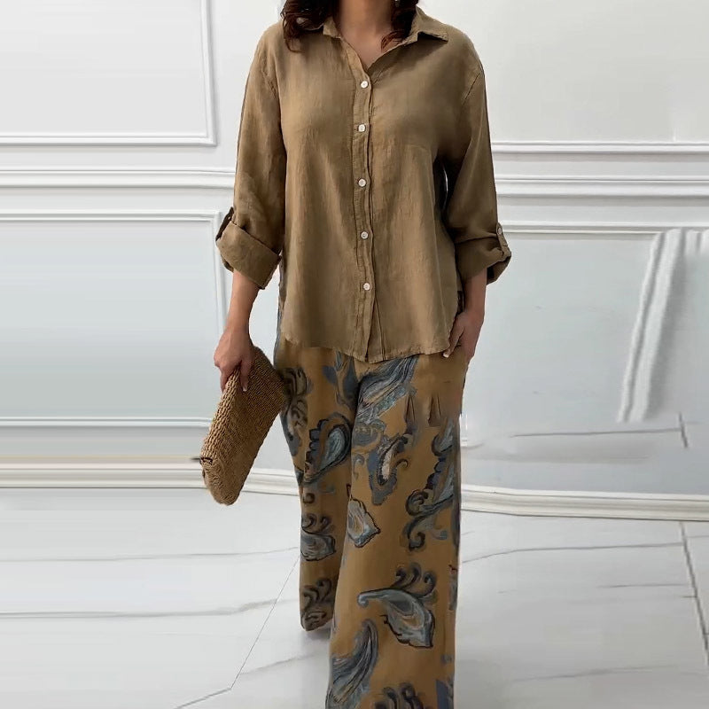 💕Limited Sale 50% OFF💕Women's Fashion Loose Cardigan Shirt & High Waist Pants Two Piece Set