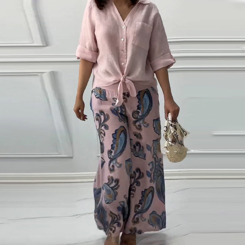 💕Limited Sale 50% OFF💕Women's Fashion Loose Cardigan Shirt & High Waist Pants Two Piece Set