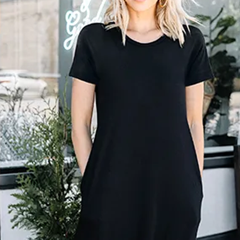 Women's Casual Loose Short Sleeve Pocket Split Maxi Dress