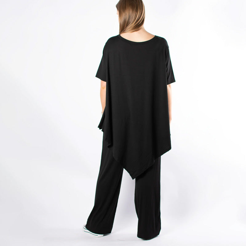Women's Irregular Hem Top & Loose Pants Set