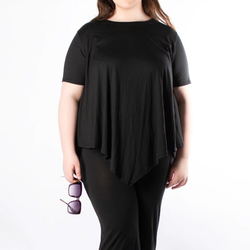 Women's Irregular Hem Top & Loose Pants Set