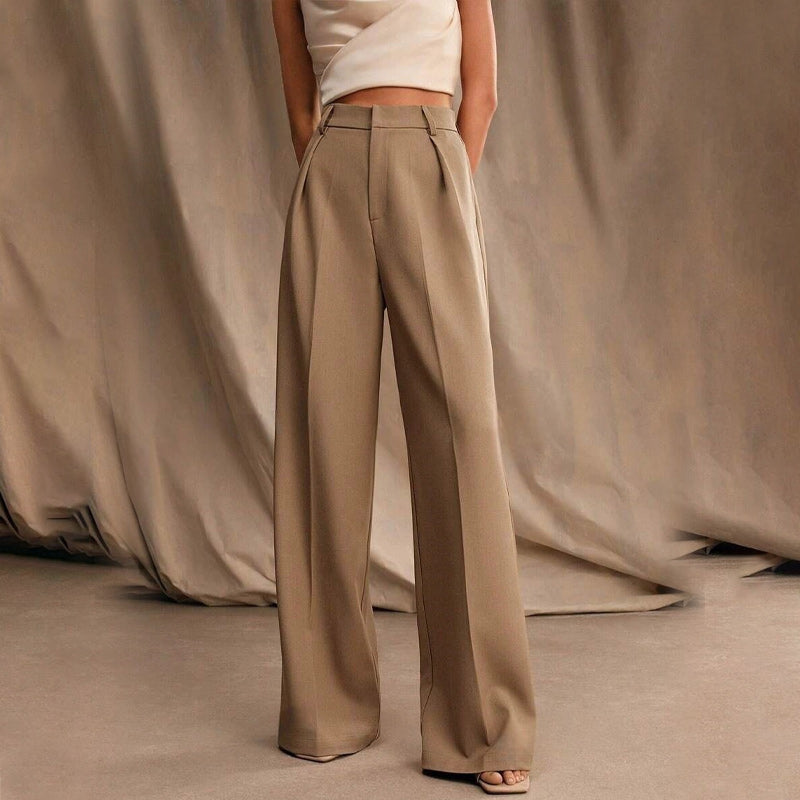 Women’s High Waist Wide-Leg Pants with Pockets